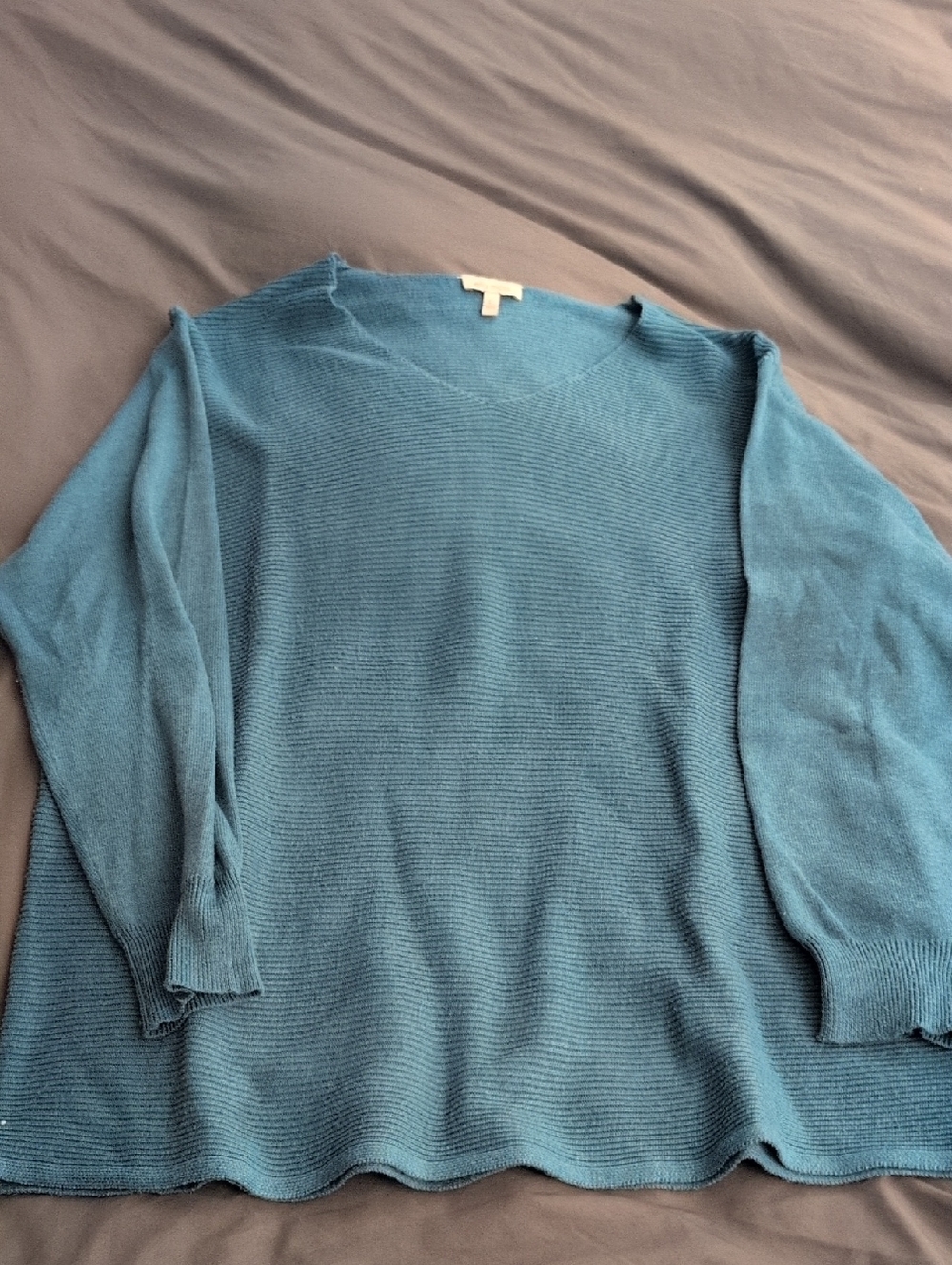 Ella Moss Blue V-Neck Ribbed Knit Sweater Large
